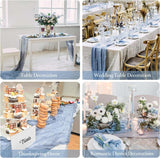 Premium Gauze Cheesecloth Table Runner 10 ft x 38 in Dusty Blue