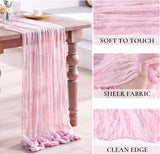 Gauze Cheesecloth Table Runner 10 ft x 38 in Pink