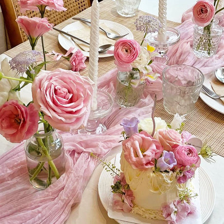 Gauze Cheesecloth Table Runner 10 ft x 38 in Pink