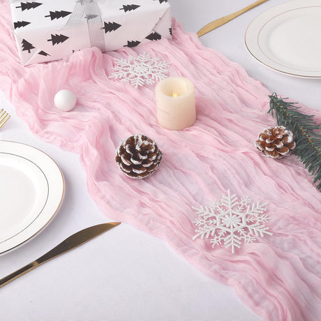 Gauze Cheesecloth Table Runner 10 ft x 38 in Pink