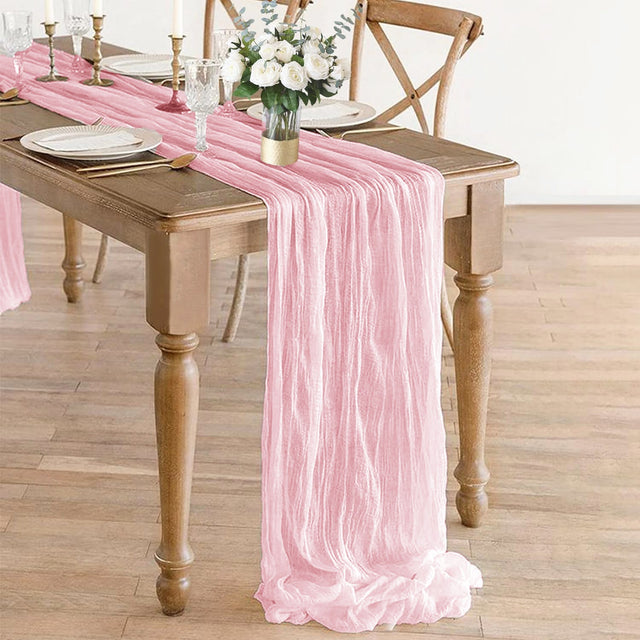 Gauze Cheesecloth Table Runner 10 ft x 38 in Pink