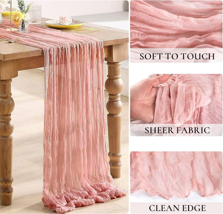 Gauze Cheesecloth Table Runner 10 ft x 38 in Rose Pink