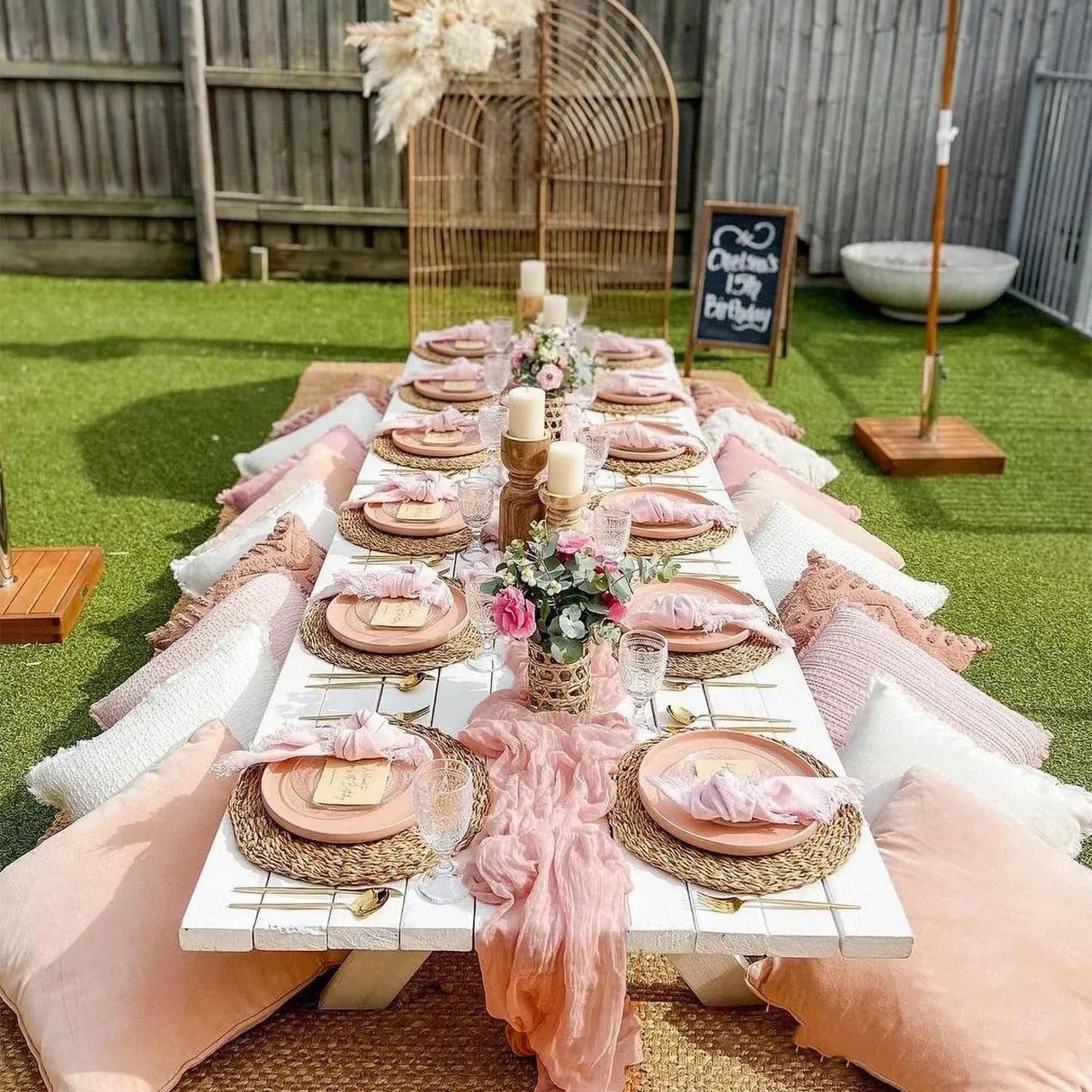 Gauze Cheesecloth Table Runner 10 ft x 38 in Rose Pink