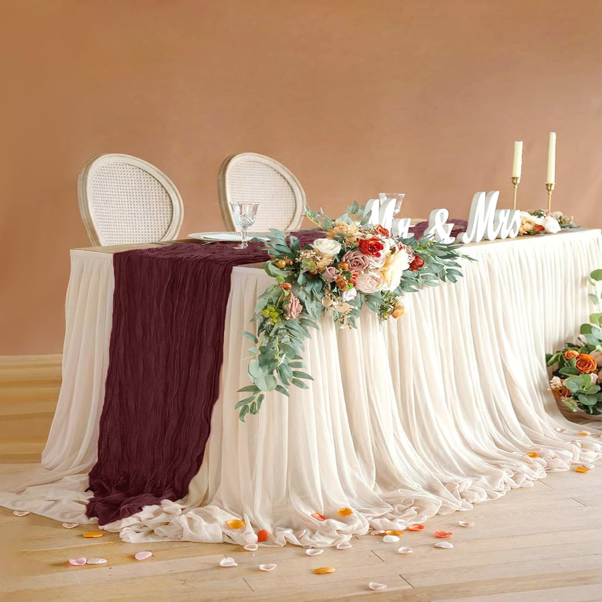Gauze Cheesecloth Table Runner 10 ft x 38" Burgundy