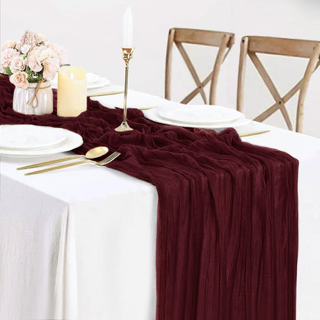Gauze Cheesecloth Table Runner 10 ft x 38" Burgundy