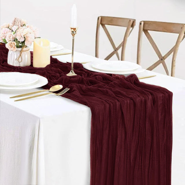 Gauze Cheesecloth Table Runner 10 ft x 38" Burgundy