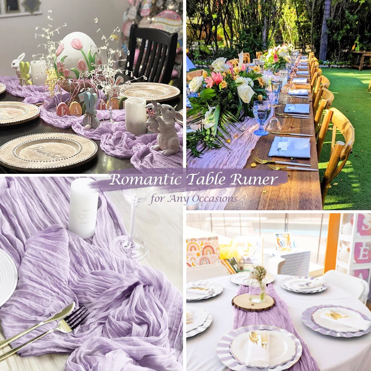 Gauze Cheesecloth Table Runner 10 ft x 38 in Lavender