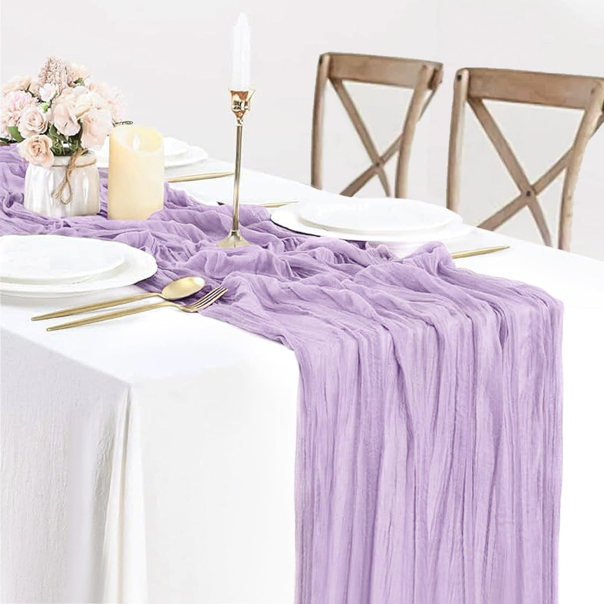 Gauze Cheesecloth Table Runner 10 ft x 38 in Lavender