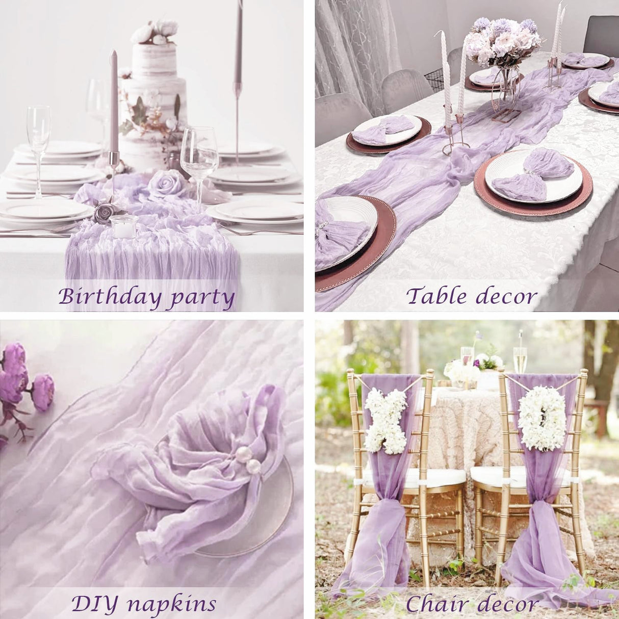 Gauze Cheesecloth Table Runner 10 ft x 38 in Lavender