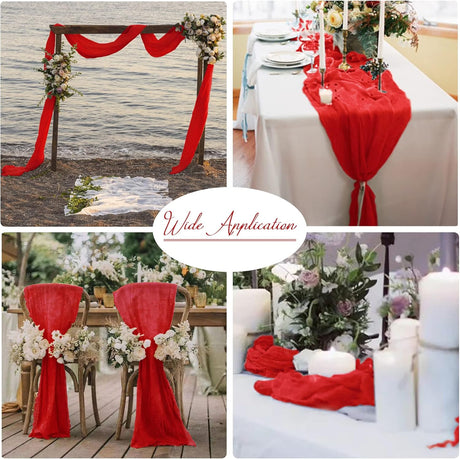 Gauze Cheesecloth Table Runner 10 ft x 38 in Red