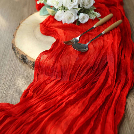 Gauze Cheesecloth Table Runner 10 ft x 38 in Red
