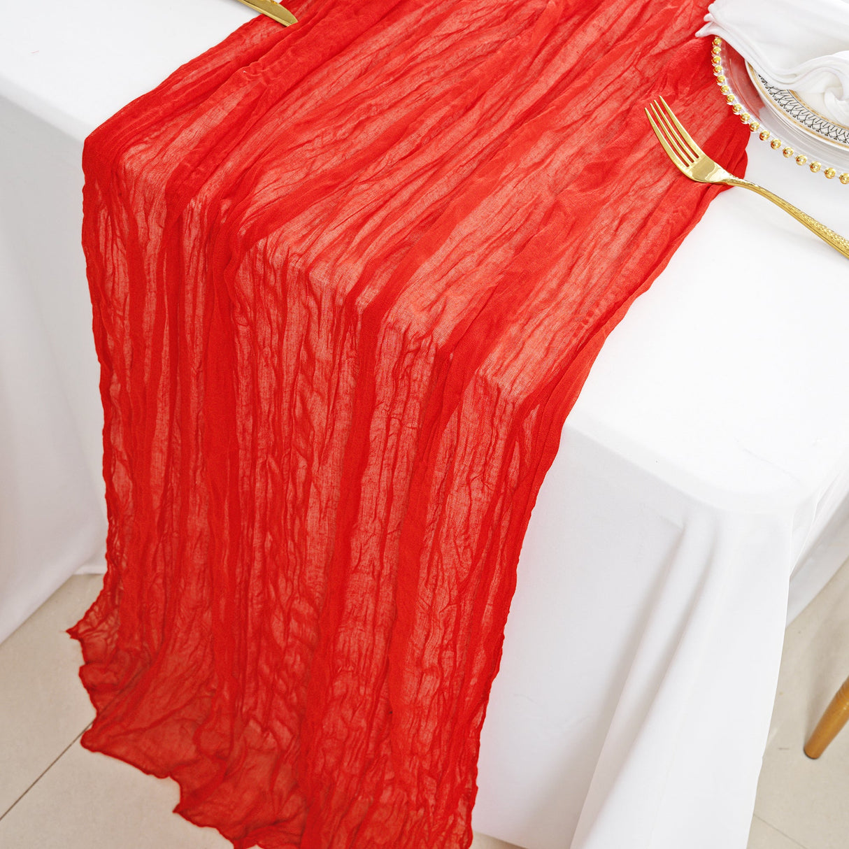 Gauze Cheesecloth Table Runner 10 ft x 38 in Red
