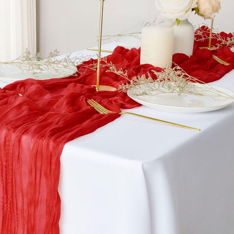 Gauze Cheesecloth Table Runner 10 ft x 38 in Red