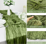 Gauze Cheesecloth Table Runner 10 ft x 38" Moss Green/Olive Green