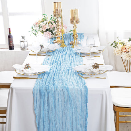 Cheesecloth Table Runner 10 ft x 38 in Baby Blue