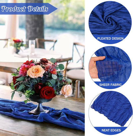 Table Runner Premium Gauze Cheesecloth 10 ft x 38 in Royal Blue