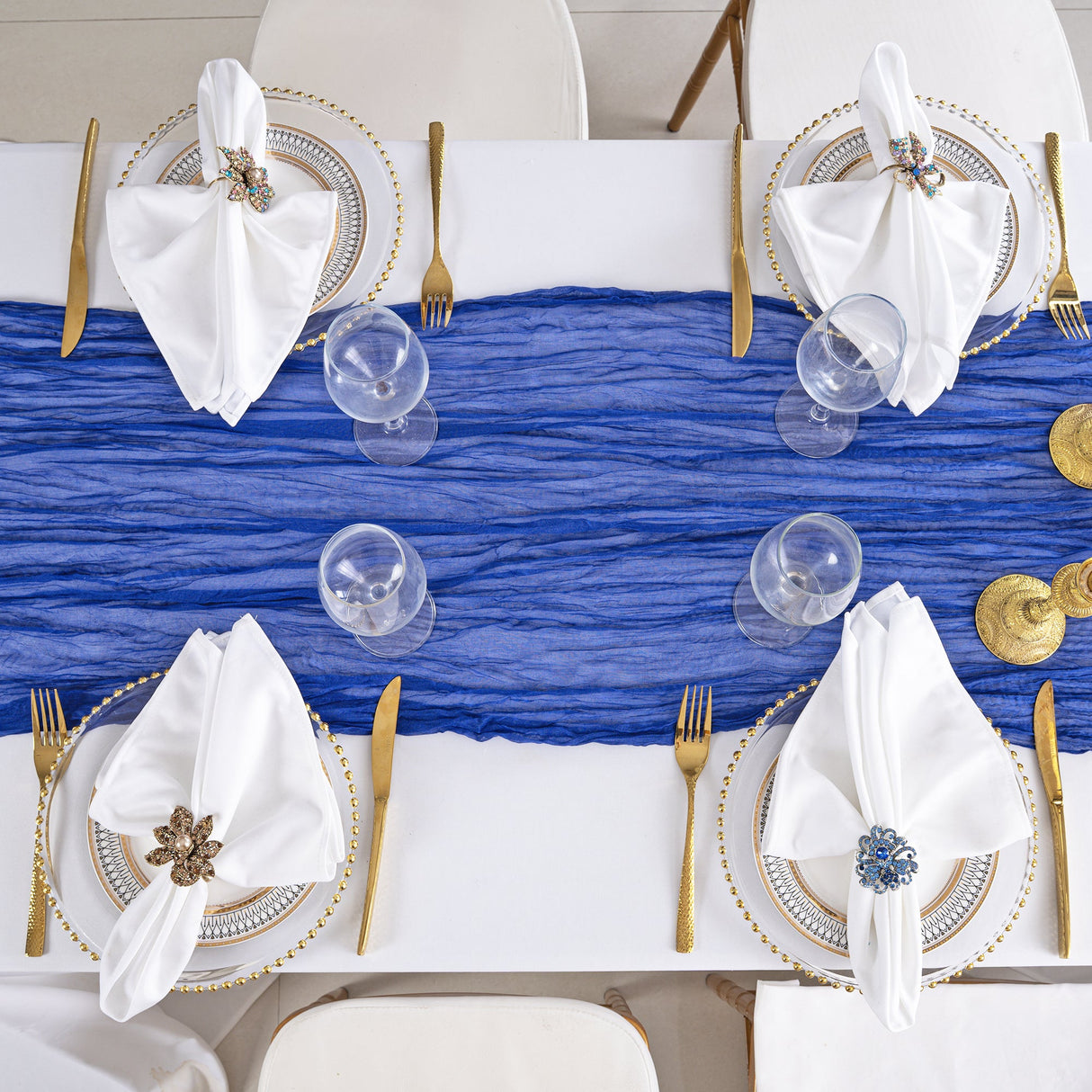 Table Runner Premium Gauze Cheesecloth 10 ft x 38 in Royal Blue