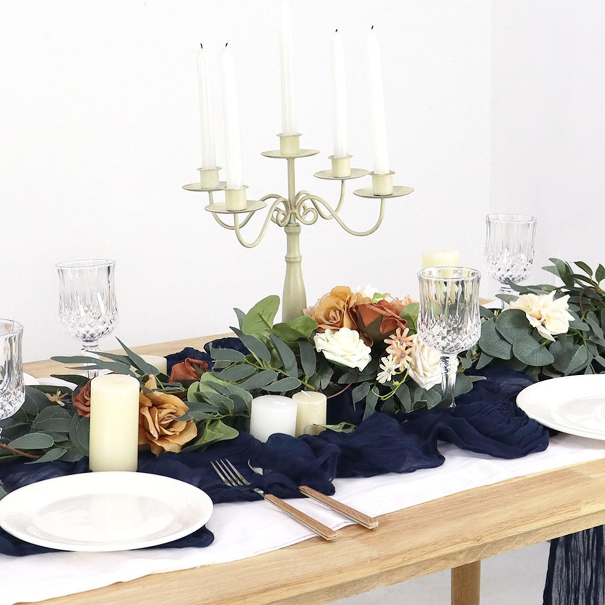 Gauze Cheesecloth Table Runner 10 ft x 38 in Navy Blue