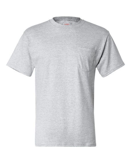 Hanes short sleeve cotton crewneck pocket T-shirt for everyday wear