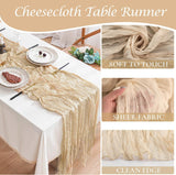 Gauze Cheesecloth Table Runner 10 ft x 38 in Champagne