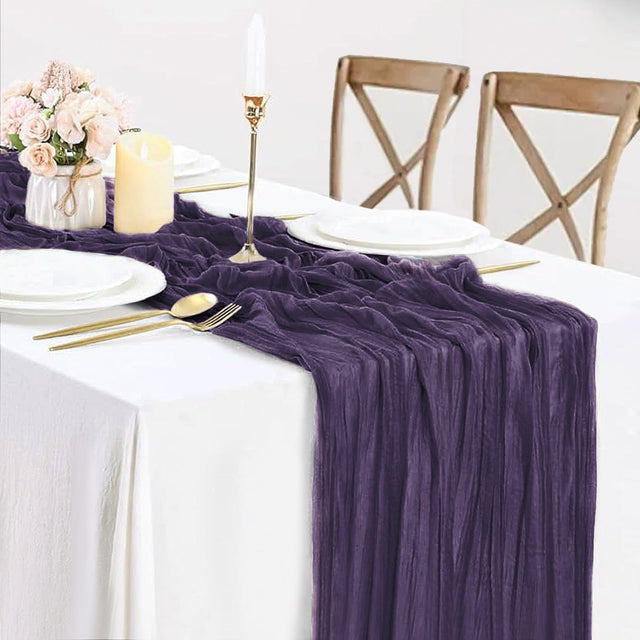 Gauze Cheesecloth Table Runner 10 ft x 38 in Regency Purple
