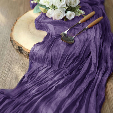 Gauze Cheesecloth Table Runner 10 ft x 38 in Regency Purple