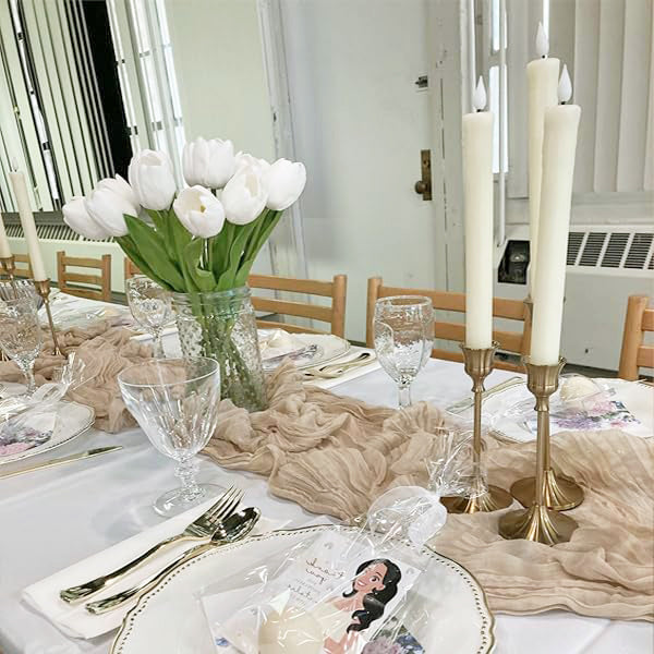 Premium Gauze Cheesecloth Table Runner 10 ft x 38 in Latte/Taupe