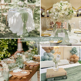 Gauze Cheesecloth Table Runner 10 ft x 38 in Dusty Sage