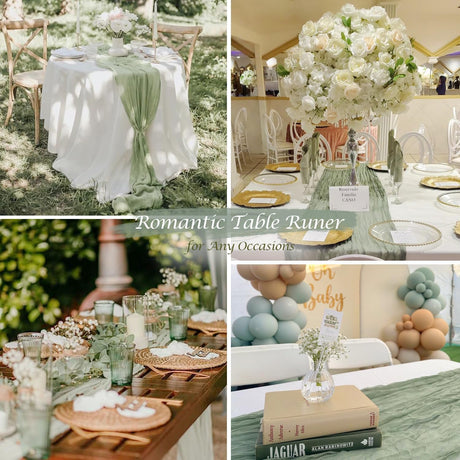 Gauze Cheesecloth Table Runner 10 ft x 38 in Dusty Sage
