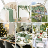 Gauze Cheesecloth Table Runner 10 ft x 38 in Dusty Sage