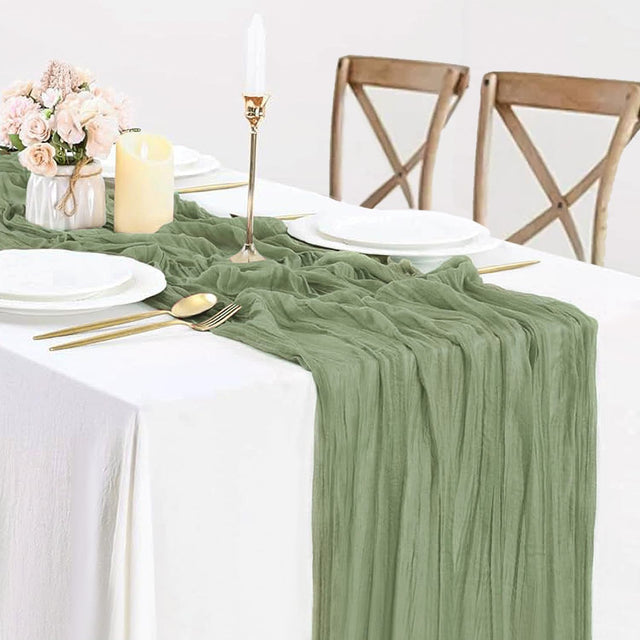 Gauze Cheesecloth Table Runner 10 ft x 38 in Dusty Sage