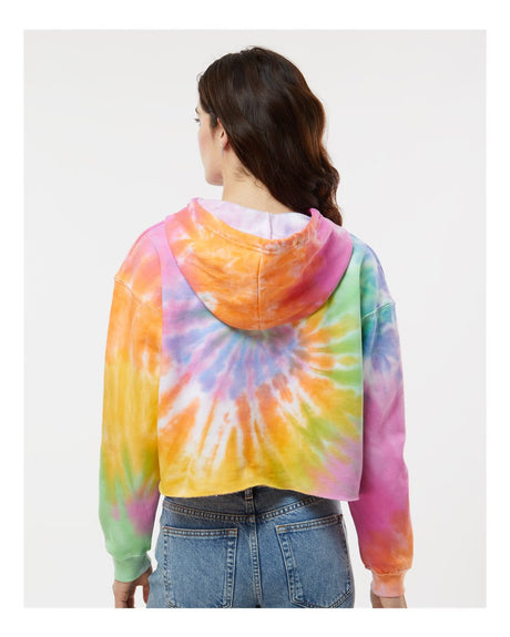 Colortone Womens Tie-Dyed Crop Hoodie trendy fit pullover