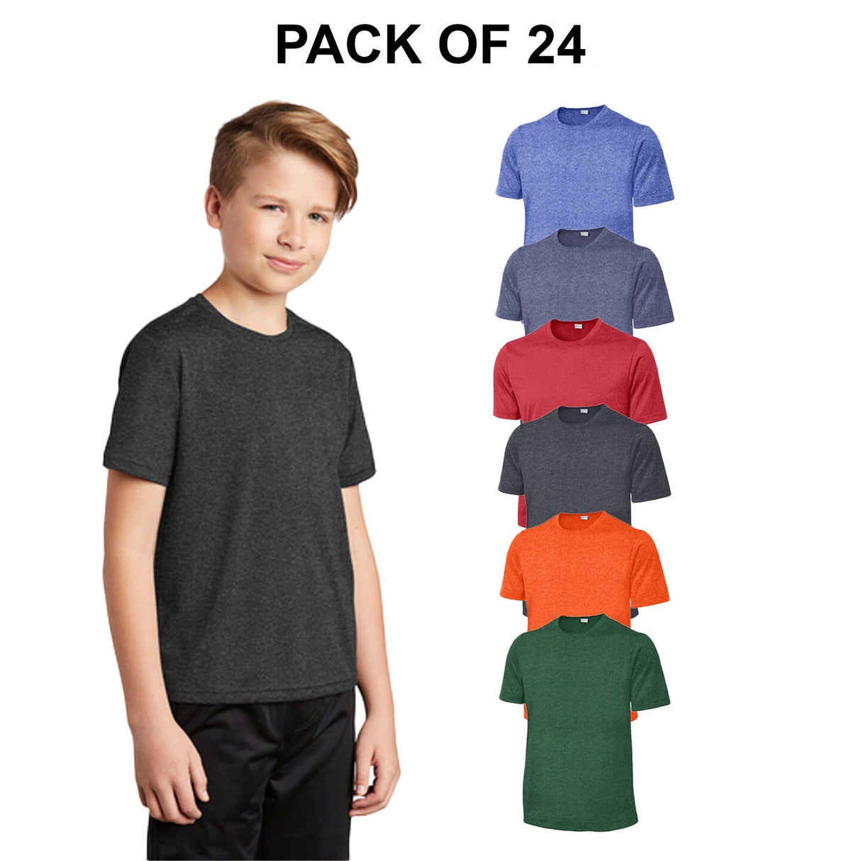 24 Pack: Sport-Tek® Youth Heather Contender Tee