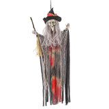 27 1/2" Hanging Witch with Hat and Broom Halloween Decoration
