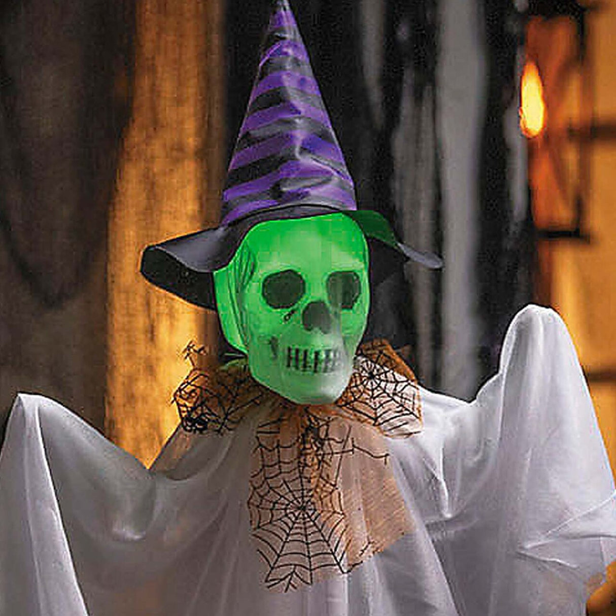 23 1/2 Inch Hanging Light Up Skeleton Face Ghosts Witch Hats Set of 3