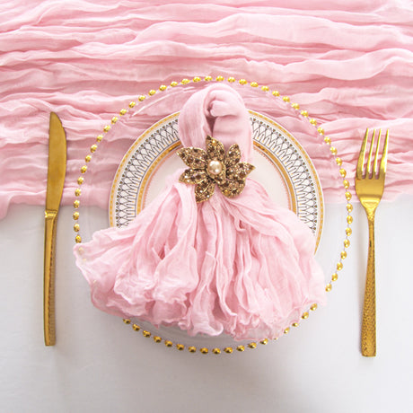 Gauze Cheesecloth Dinner Napkins Pink 20x20