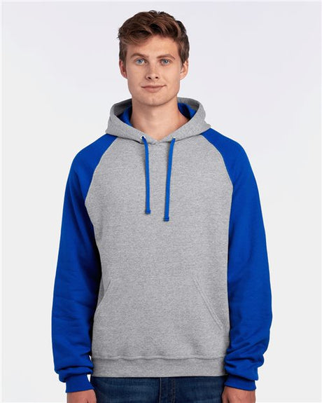 JERZEES® Nublend Colorblocked Long Sleeve Raglan Hooded Sweatshirt