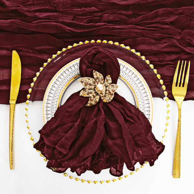 Gauze Cheesecloth Dinner Napkins Burgundy 20x20