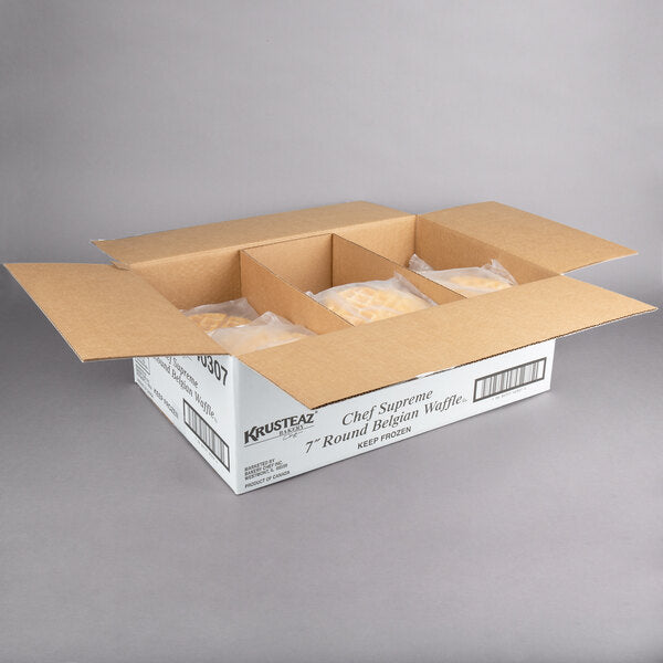 Krusteaz Chef Supreme 7" Round Belgian Waffles - 36/Case