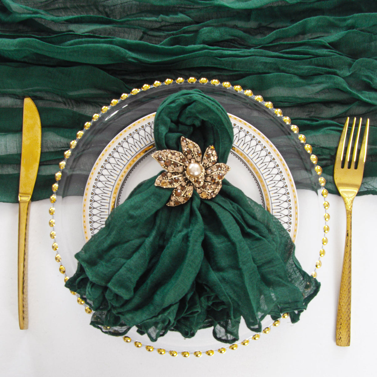 Gauze Cheesecloth Dinner Napkins 20x20 Hunter Green/Holly Green