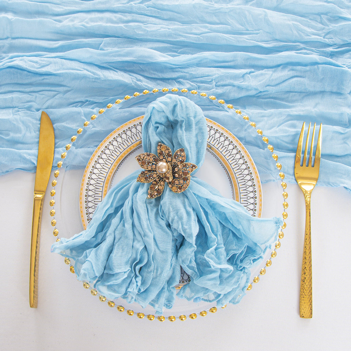 Gauze Cheesecloth Dinner Napkins 20x20 Baby Blue