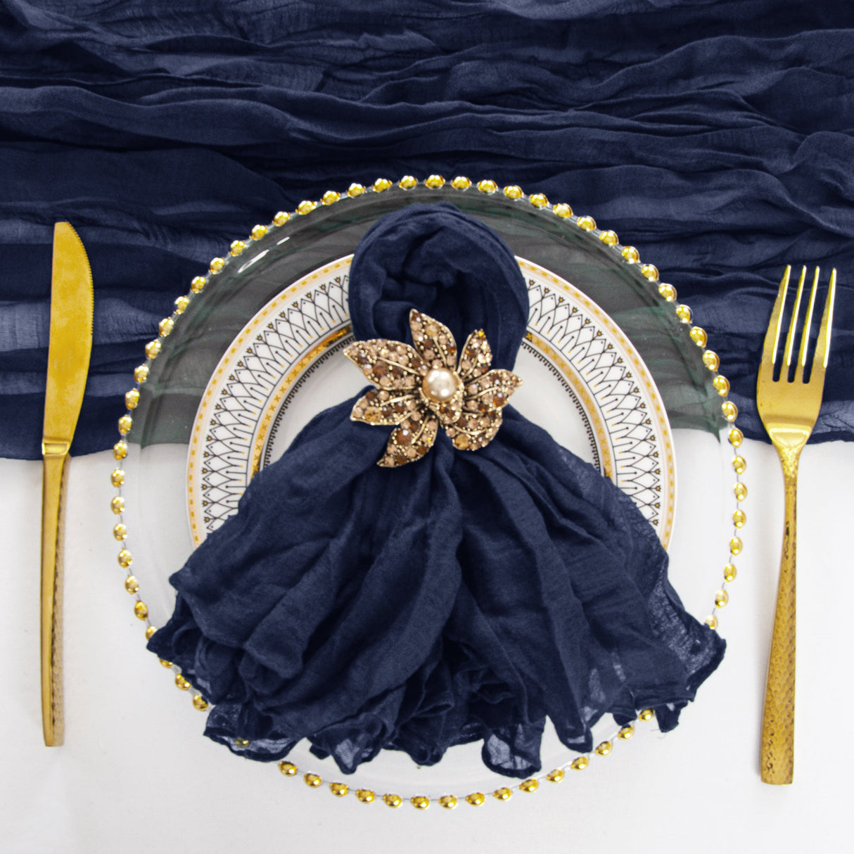 Gauze Cheesecloth Dinner Napkins 20x20 Navy Blue