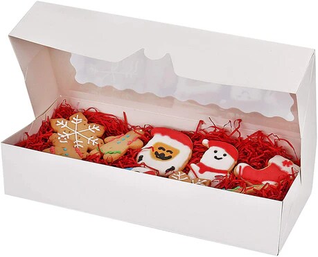 12.5" x 5.5" x 2.5" White Bakery Boxes with Window Pastry Boxes for Strawberries, Cookies and Desserts