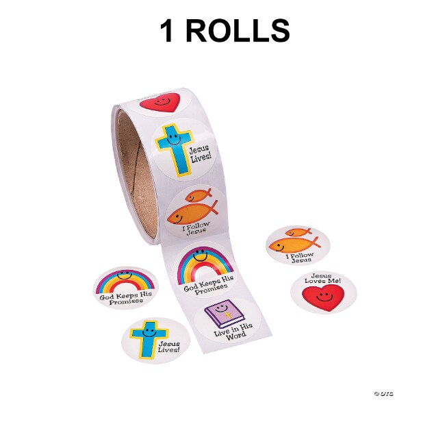 Christian Symbols Smile Face Sticker Roll 100 Pieces