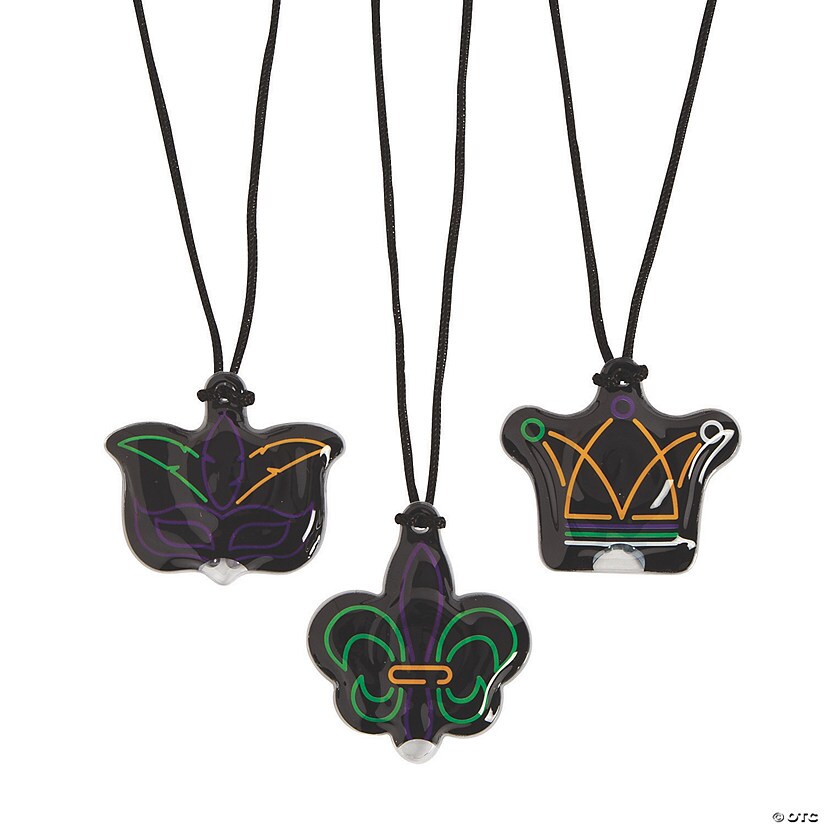 Light-Up Mardi Gras Necklaces - 12 Pc.