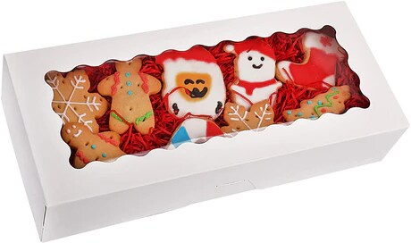 12.5" x 5.5" x 2.5" White Bakery Boxes with Window Pastry Boxes for Strawberries, Cookies and Desserts