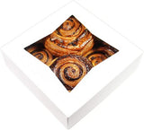 8 x 8 x 2.5” White Bakery Boxes with Window Pastry Boxes for Strawberries, Dessert Boxes, Bakery