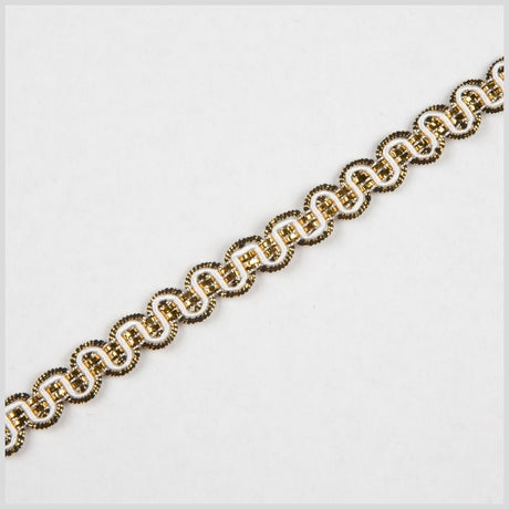 3/8" Antique Gold White Metallic Braid