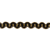 3/8" Antique Gold Black Metallic Braid