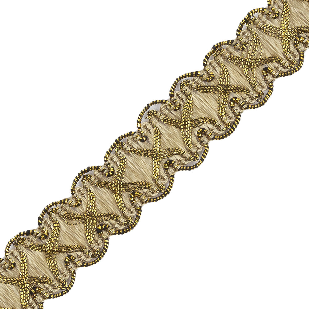 Antique Gold Beige Metallic Braid